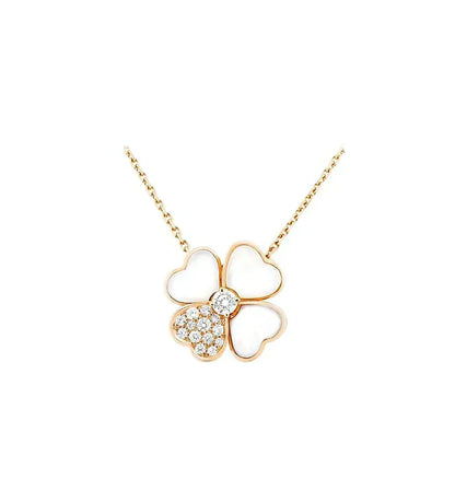 [⭐Renara]CLOVER MOP DIAMOND ROSE GOLD NECKLACE