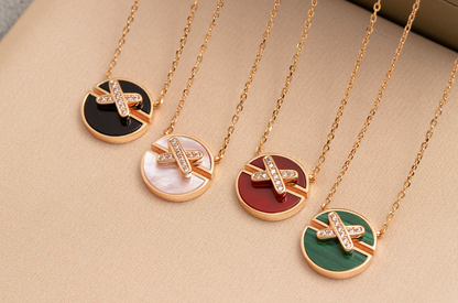 [⭐Renara]JEUX DE PINK GOLD DIAMOND NECKLACE