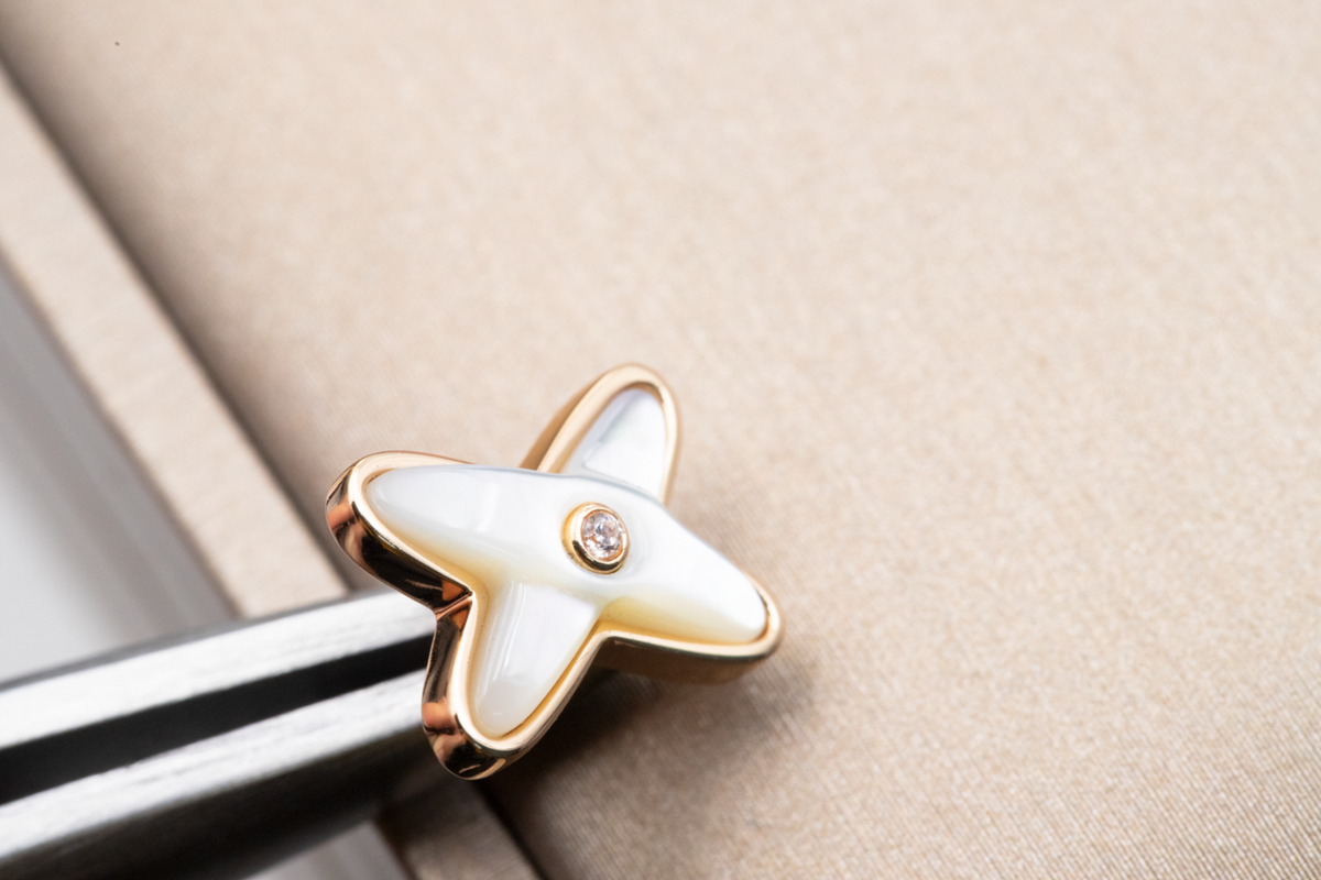 [⭐Renara]JEUX DE WHITE MOP ROSE GOLD DIAMOND EARRINGS