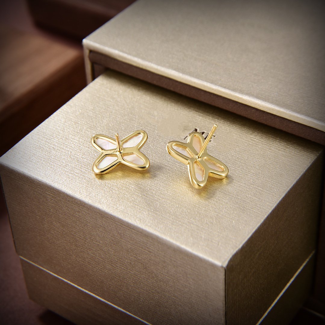 [⭐Renara]JEUX DE WHITE MOP GOLD DIAMOND EARRINGS