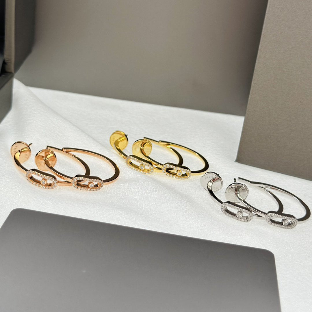 [⭐Renara]CREOLES MOVE UNO PM DIAMOND EARRINGS