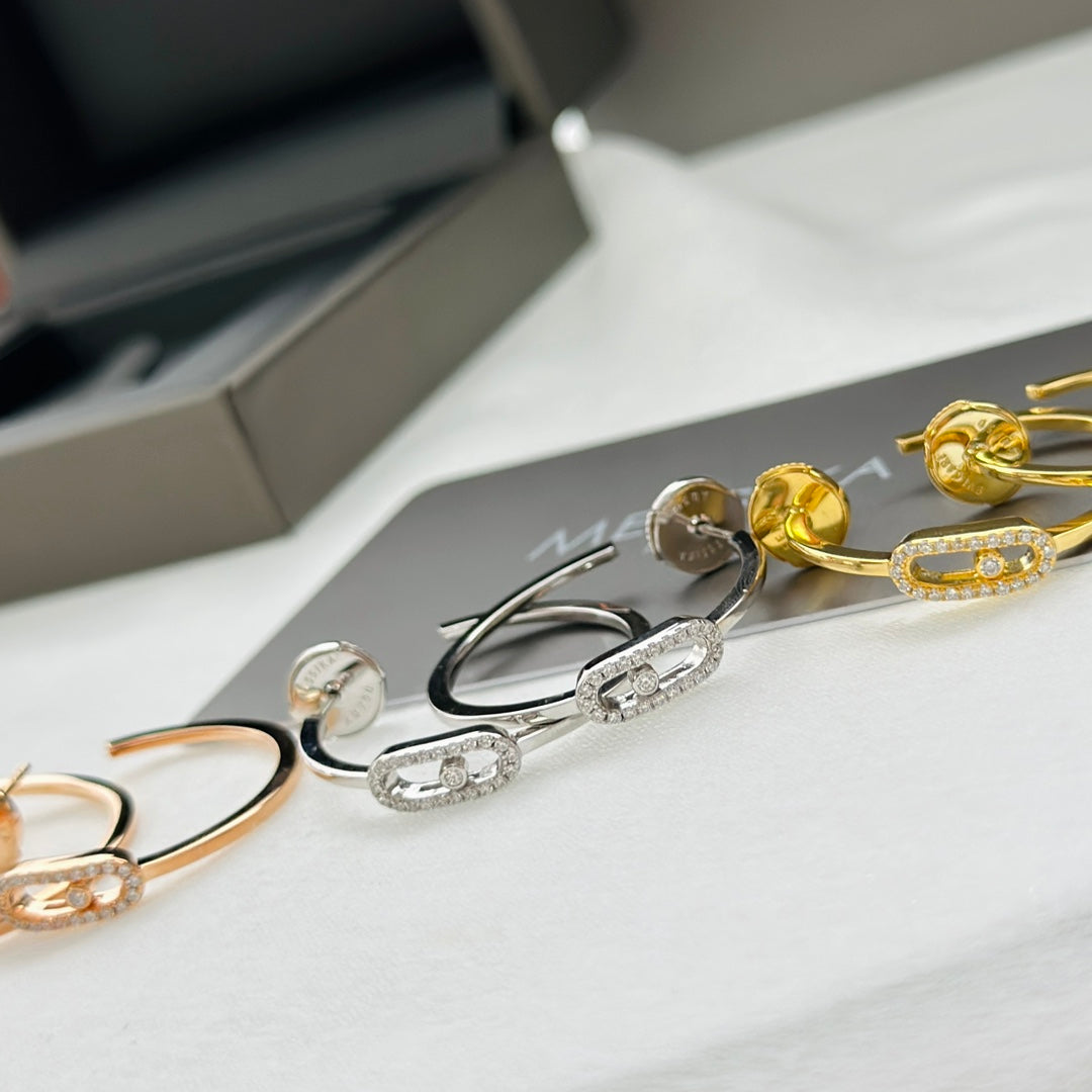[⭐Renara]CREOLES MOVE UNO PM DIAMOND EARRINGS