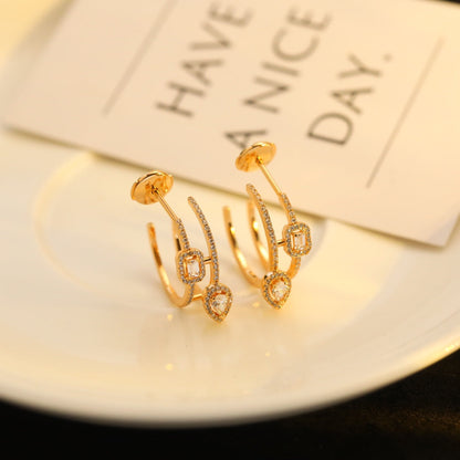 [⭐Renara]CREOLES MY TWIN 2 RANGS SILVER DIAMOND EARRINGS