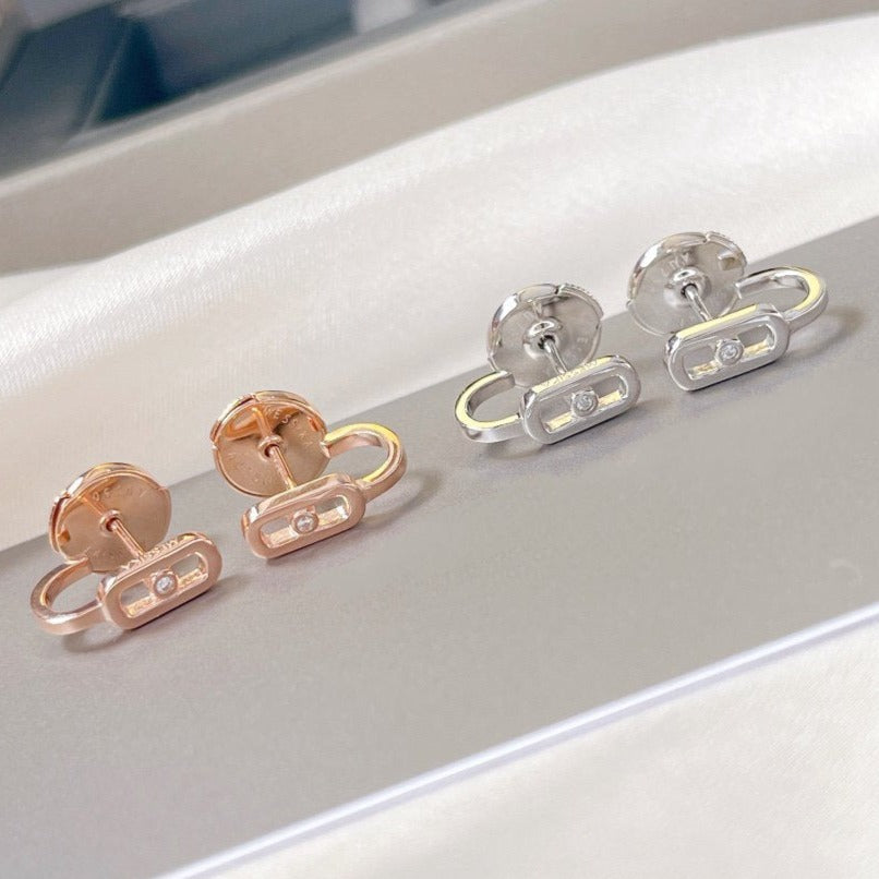 [⭐Renara]CREOLES MOVE UNO MINI 1 DIAMOND EARRINGS