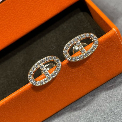 [⭐Renara]HM FULL DIAMOND PIG NOSE STUD EARRINGS