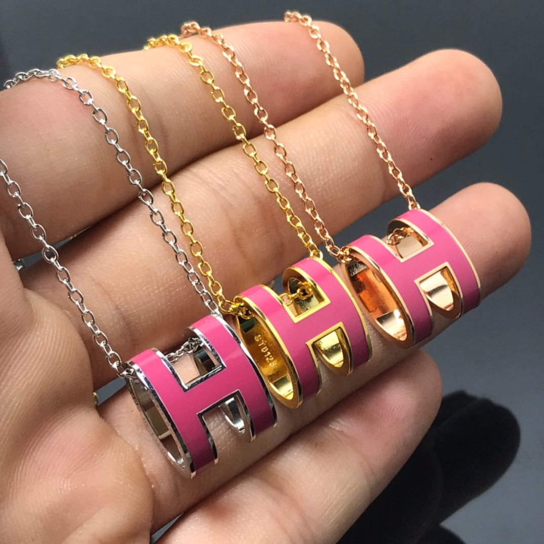 [⭐Renara]H NECKLACE PINK