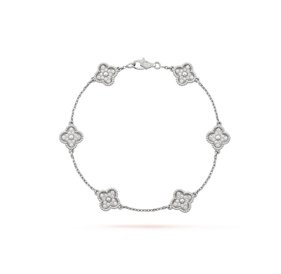 [⭐Renara]CLOVER 6 MOTIF SILVER DIAMOND BRACELET
