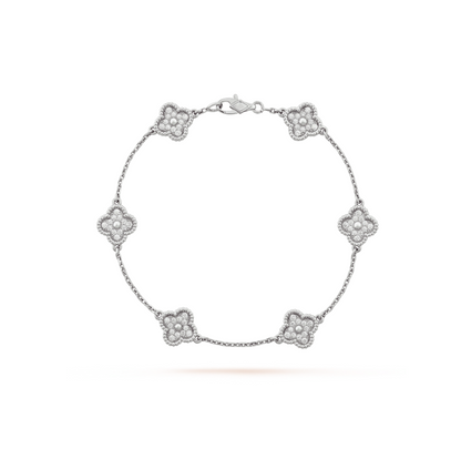 [⭐Renara]CLOVER 6 MOTIF SILVER DIAMOND BRACELET