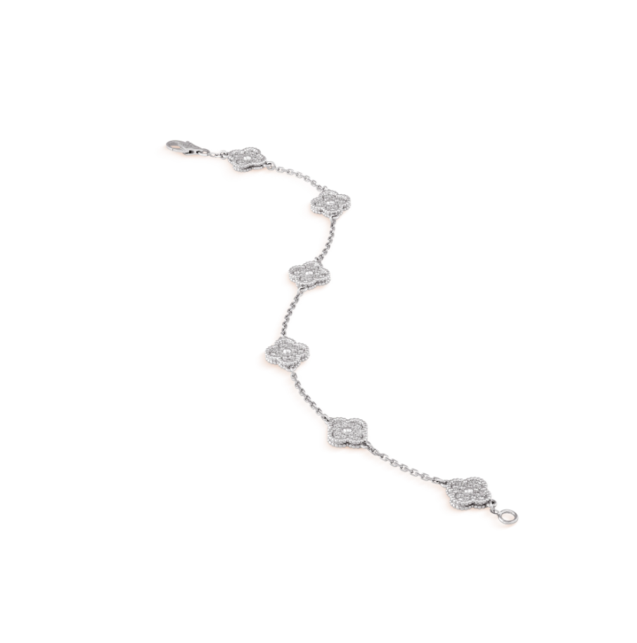 [⭐Renara]CLOVER 6 MOTIF SILVER DIAMOND BRACELET