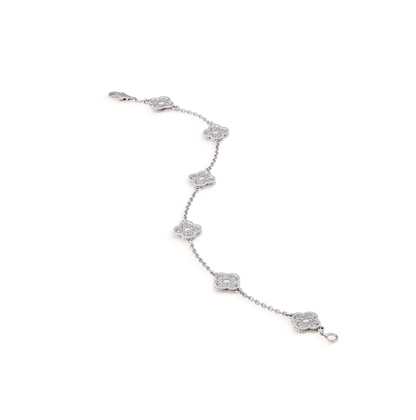 [⭐Renara]CLOVER 6 MOTIF SILVER DIAMOND BRACELET