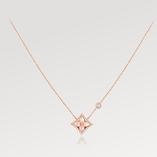 [⭐Renara]STAR PINK MOP 1 DIAMOND PINK GOLD NECKLACE