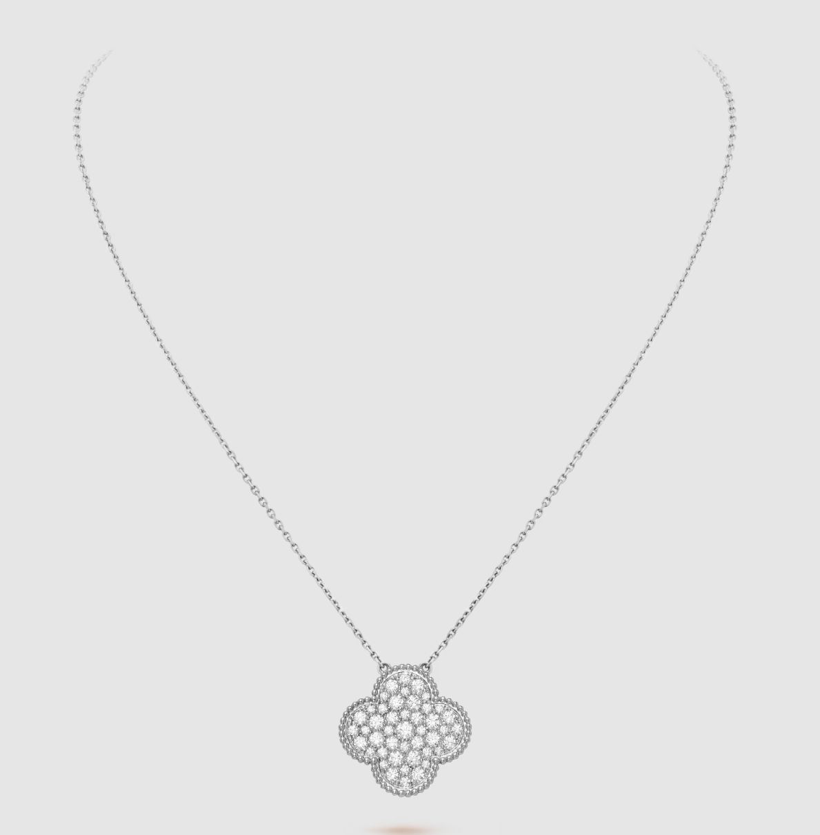 [⭐Renara]CLOVER 25MM LARGE PENDANT DIAMOND PAVED SILVER NECKLACE