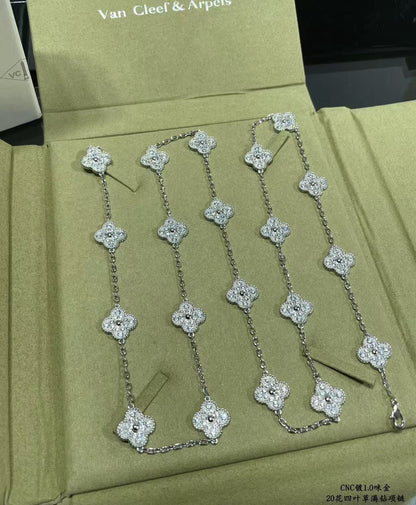 [⭐Renara]CLOVER 20 MOTIFS FULL-DIAMOND NECKLACE
