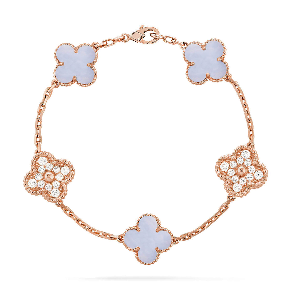 [⭐Renara] CLOVER 5 MOTIF PURPLE CHALCEDONY BRACELET COLLECTION