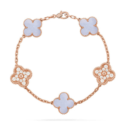 [⭐Renara] CLOVER 5 MOTIF PURPLE CHALCEDONY BRACELET COLLECTION