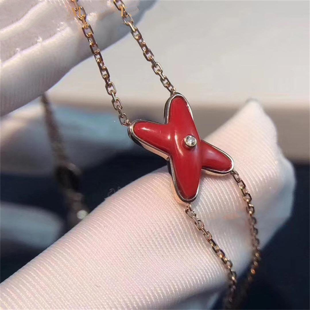 [⭐Renara]JEUX BRACELET CARNELIAN PINK GOLD 1 DIAMOND