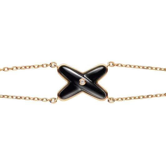 [⭐Renara]JEUX BRACELET ONYX PINK GOLD 1 DIAMOND