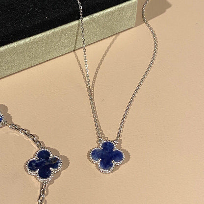 [⭐Renara]CLOVER 15MM PIETERSITE NECKLACE SILVER