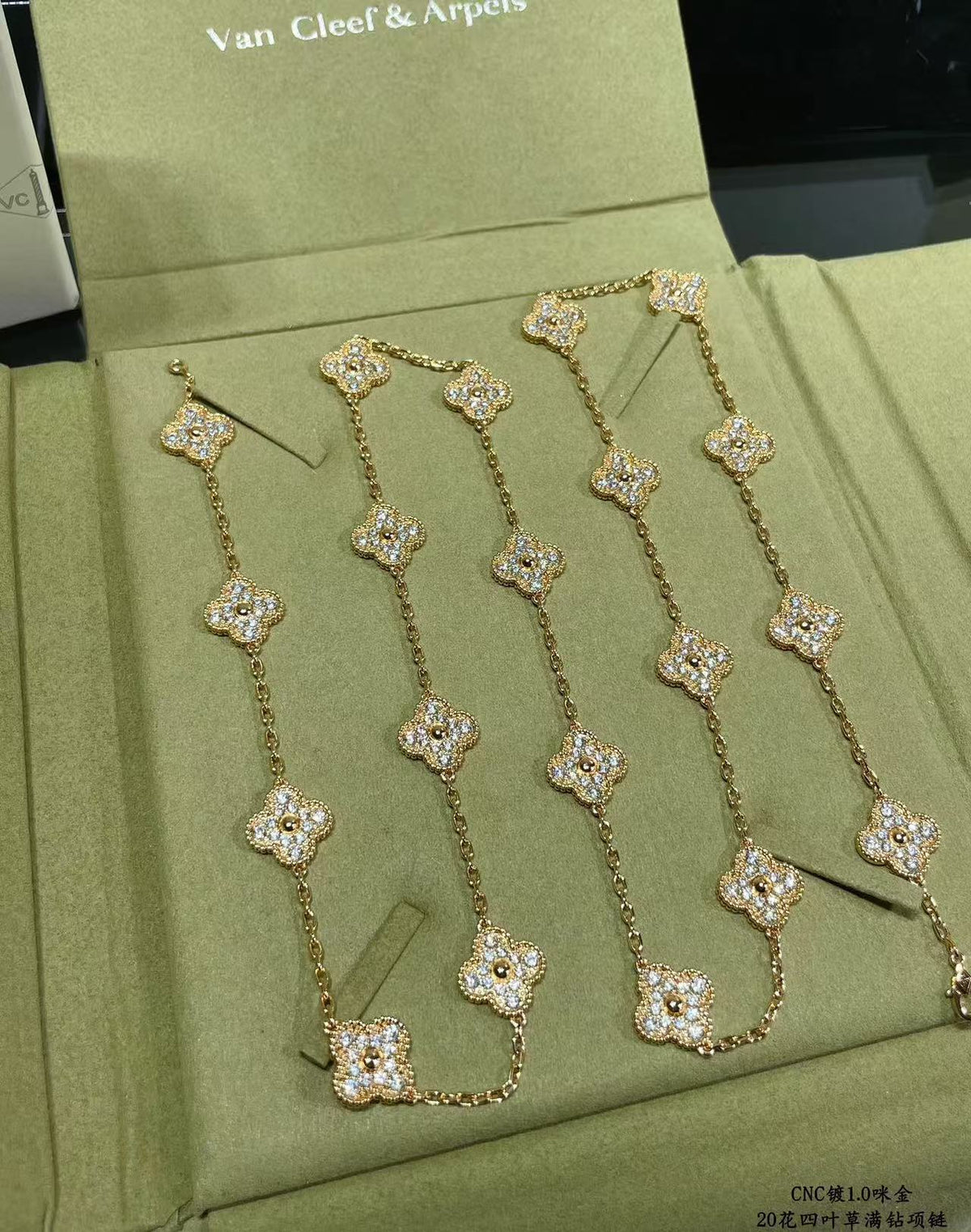 [⭐Renara]CLOVER 20 MOTIFS FULL-DIAMOND NECKLACE