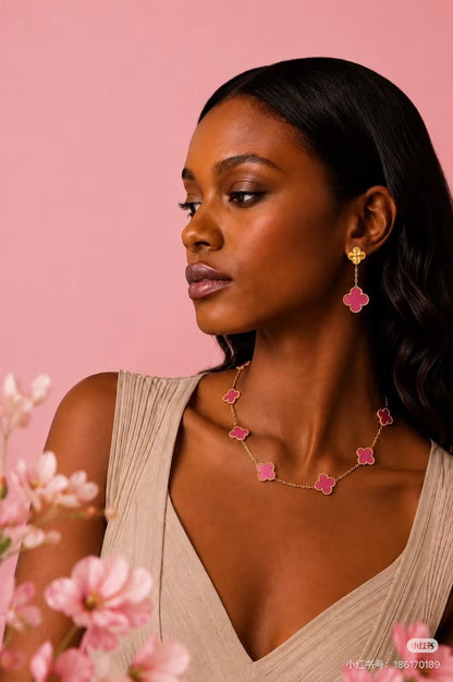 [⭐Renara]2026 NEW CLOVER 2 MOTIF  BUBBLE PINK ENAMEL