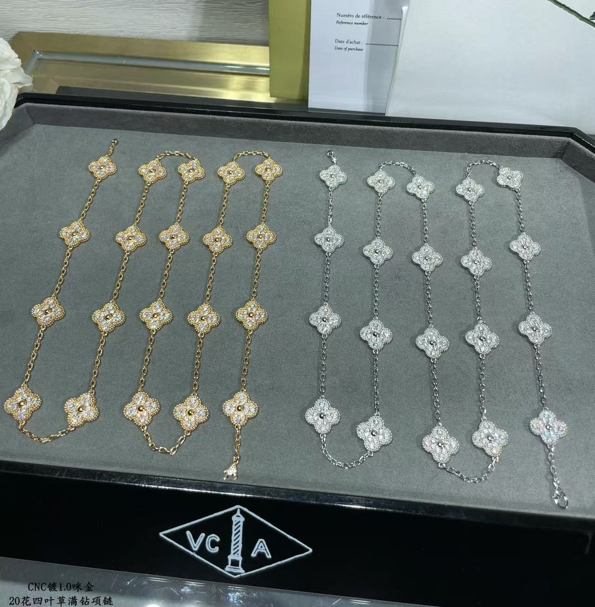 [⭐Renara]CLOVER 20 MOTIFS FULL-DIAMOND NECKLACE