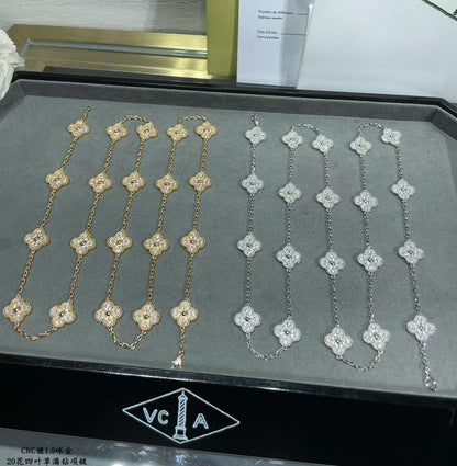 [⭐Renara]CLOVER 20 MOTIFS FULL-DIAMOND NECKLACE