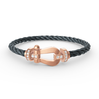 [⭐Renara]FORCE LARGE HORSESHOE HALF DIAMOND BRACELET ROSE GOLD