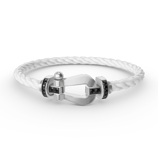 [⭐Renara]FORCE LARGE HORSESHOE BLACK DIAMOND BRACELET SILVER
