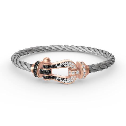 [⭐Renara]FORCE LARGE HORSESHOE BLACK WHITE DIAMOND BRACELET ROSE GOLD