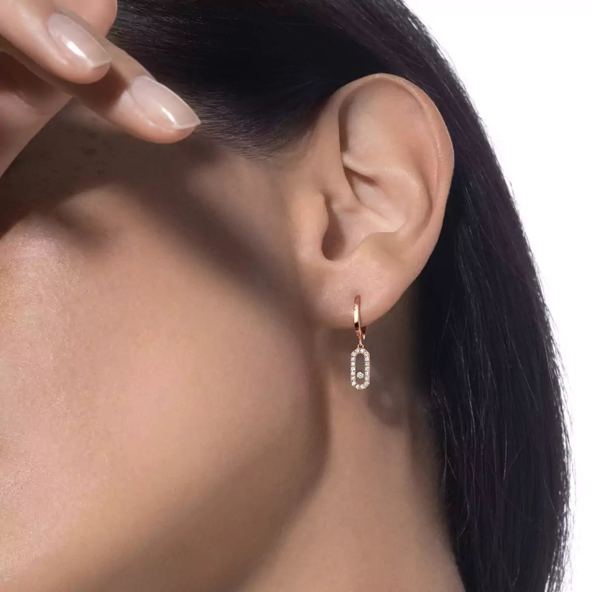 [⭐Renara]Move Uno Single Diamond Hoop Earring