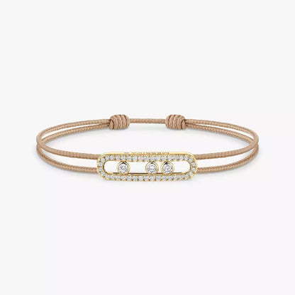 [⭐Renara]Messika Care(s) pink cord pavé bracelet