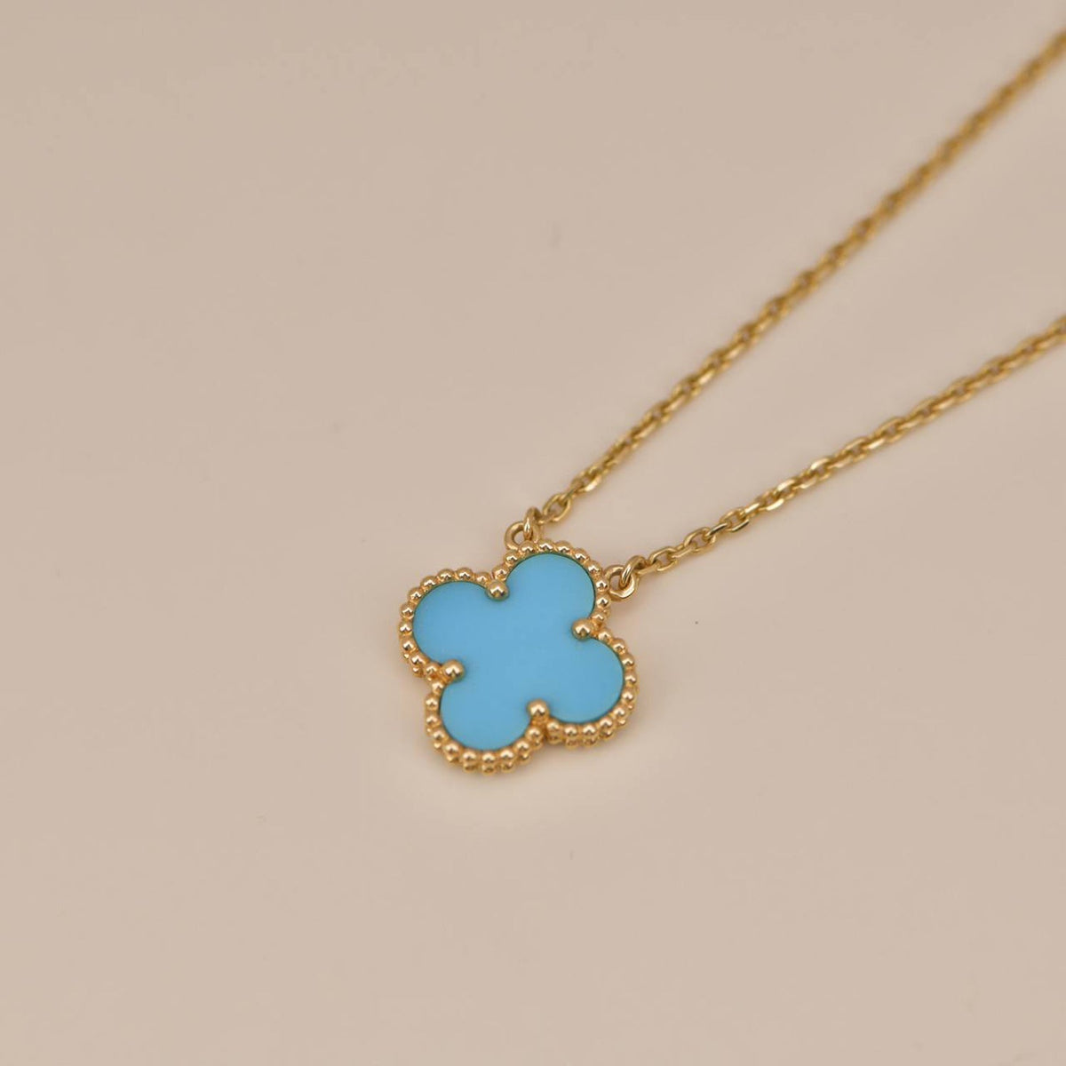 [⭐Renara]CLOVER 15MM VINTAGE TURQUOISE NECKLACE