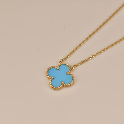 [⭐Renara]CLOVER 15MM VINTAGE TURQUOISE NECKLACE