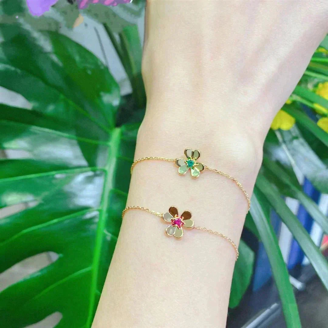 [⭐Renara]FRIVOLE GOLD FLOWER PINK MALACHITE BRACELET