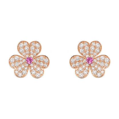 [⭐Renara]FRIVOLE PINK GOLD FLOWER DIAMOND EARRINGS