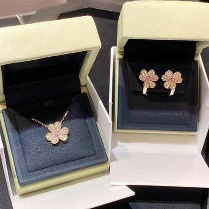 [⭐Renara]FRIVOLE PINK GOLD FLOWER DIAMOND EARRINGS