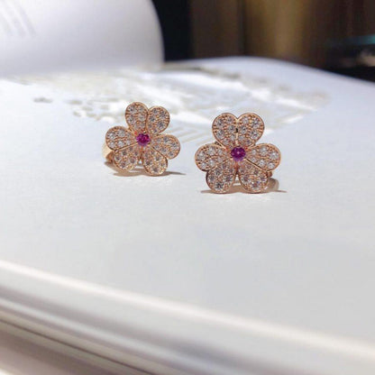 [⭐Renara]FRIVOLE PINK GOLD FLOWER DIAMOND EARRINGS