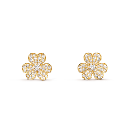 [⭐Renara]FRIVOLE GOLD FLOWER DIAMOND EARRINGS