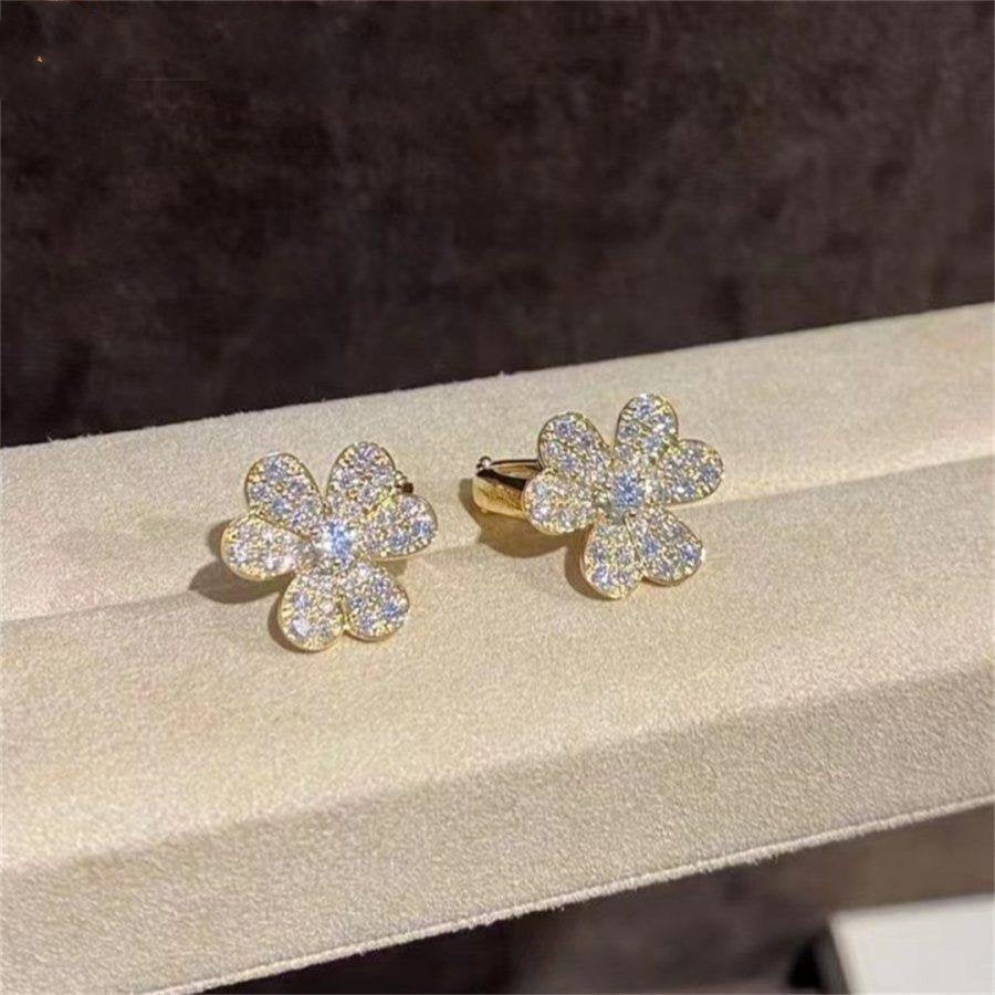 [⭐Renara]FRIVOLE GOLD FLOWER DIAMOND EARRINGS