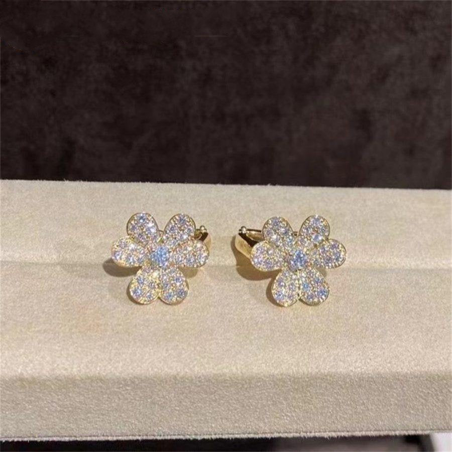 [⭐Renara]FRIVOLE GOLD FLOWER DIAMOND EARRINGS