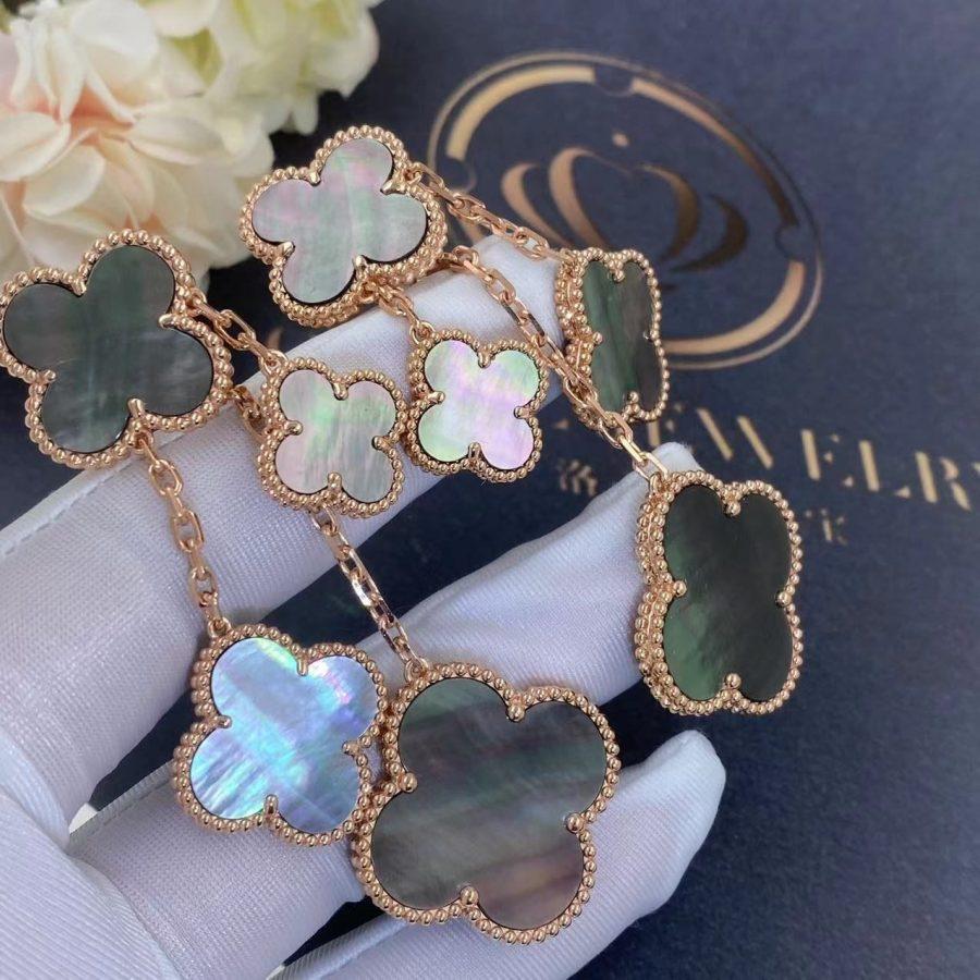 [⭐Renara]CLOVER EARRINGS DARK MOP 4 MOTIFS ROSE GOLD
