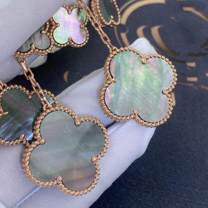 [⭐Renara]CLOVER EARRINGS DARK MOP 4 MOTIFS ROSE GOLD
