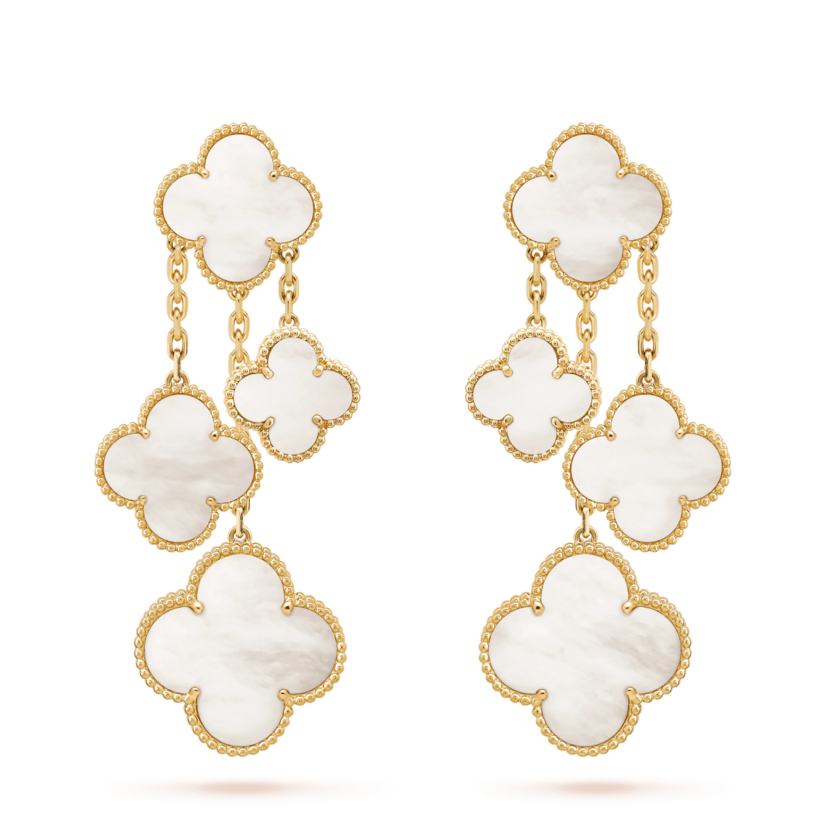 [⭐Renara]CLOVER EARRINGS WHITE MOP 4 MOTIFS GOLD