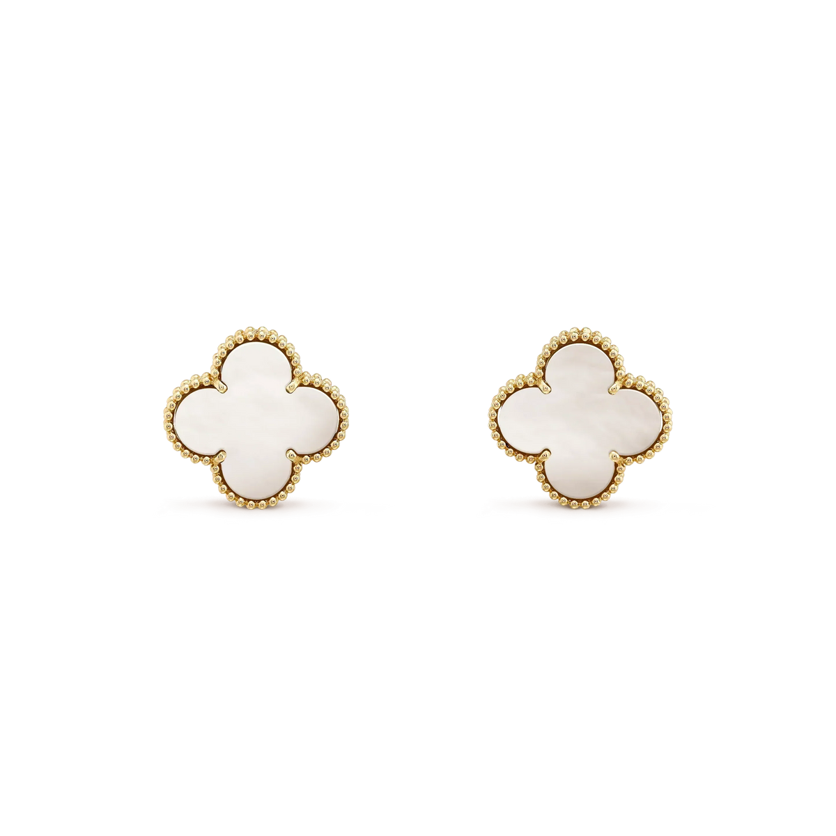 [⭐Renara]CLOVER MEDIUM 1 MOTIFS  WHITE MOP STUD EARRINGS
