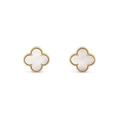 [⭐Renara]CLOVER MEDIUM 1 MOTIFS  WHITE MOP STUD EARRINGS
