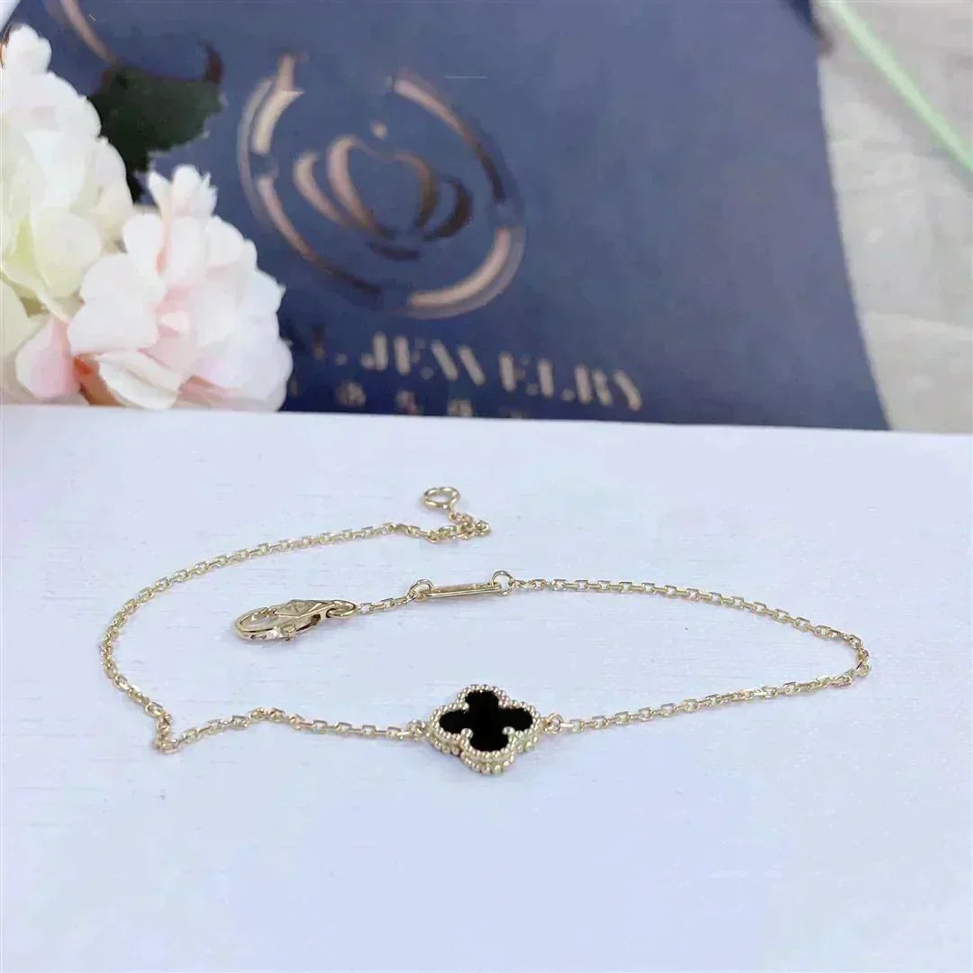 [⭐Renara]CLOVER ONYX SINGLE FLOWER BRACELET
