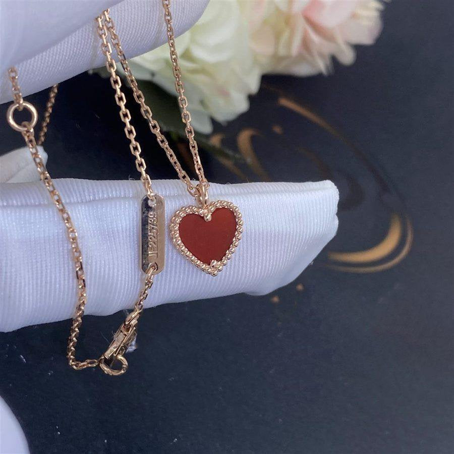 [⭐Renara]SWEET CLOVER CARNELIAN HEART NECKLACE