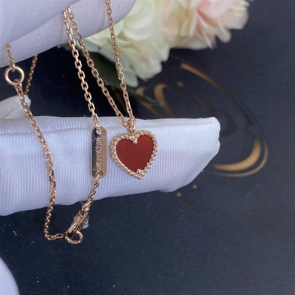 [⭐Renara]SWEET CLOVER CARNELIAN HEART NECKLACE