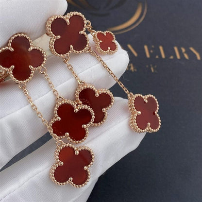 [⭐Renara]CLOVER EARRINGS CARNELIAN 4 MOTIFS PINK GOLD