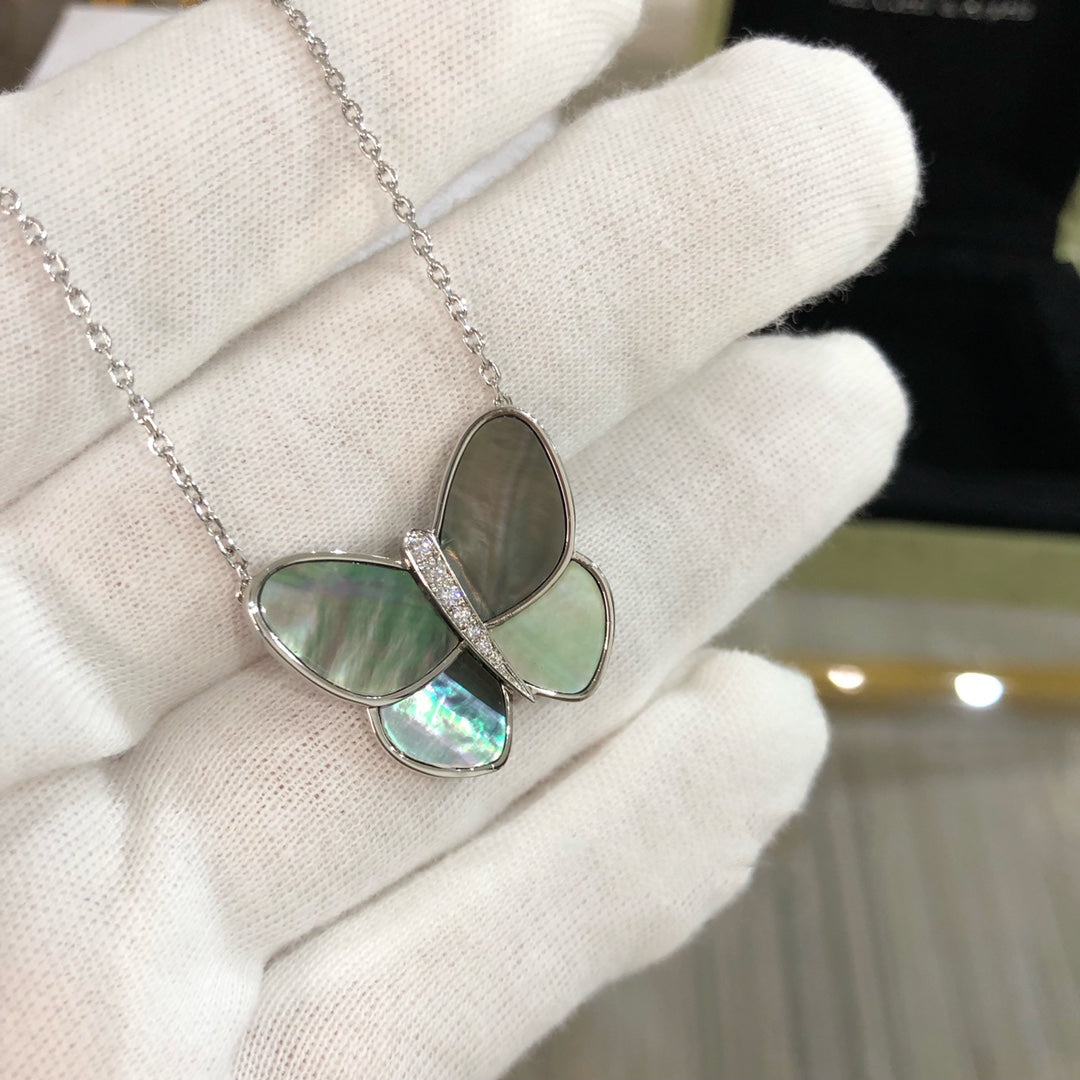 [⭐Renara]LARGE BUTTERFLY SILVER PENDANT DIAMOND NECKLACE